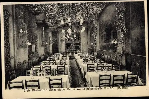 Ak Berlin Mitte, Erste Rheinische Winzerstube, Leipzigerstraße 31-32, Inneres