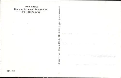 Ak Heidelberg am Neckar, Blick v. d. neuen Anlagen am Philosophenweg