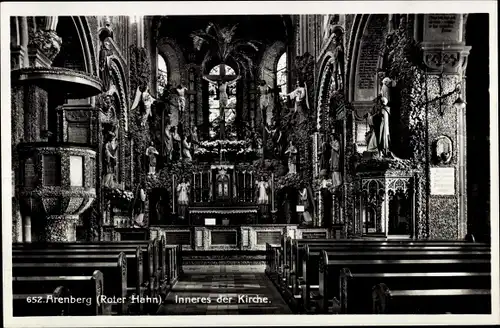 Ak Arenberg Koblenz am Rhein, Roter Hahn, Inneres der Kirche