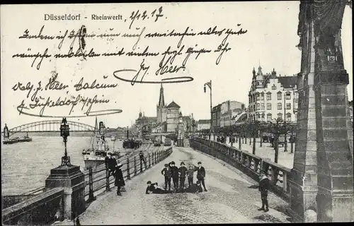 Ak Düsseldorf am Rhein, Rheinwerft, Brücke