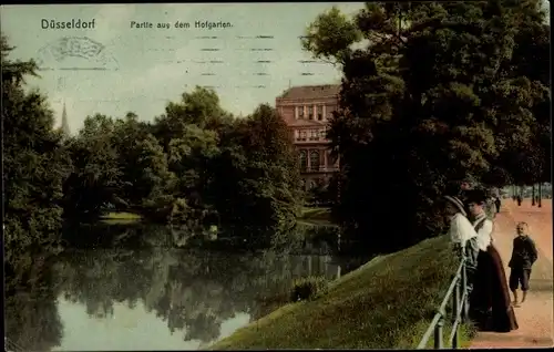 Ak Düsseldorf am Rhein, Partie aus dem Hofgarten
