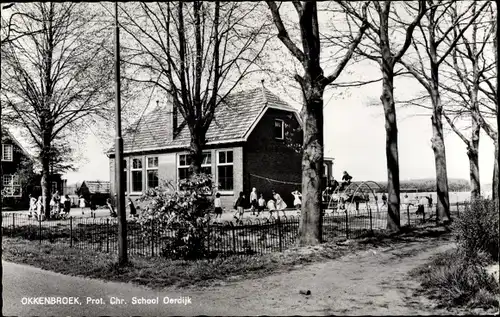Ak Okkenbroek Overijssel, Prot. Chr. School Oerdijk
