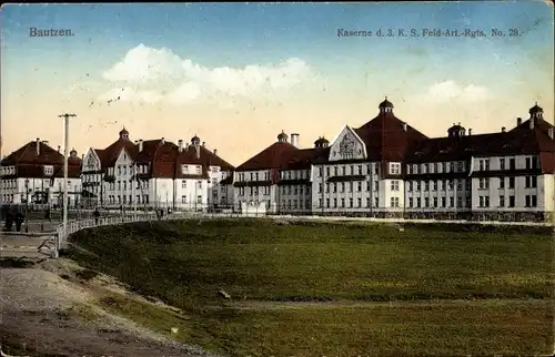 Ak Bautzen Sachsen, Blick auf die Kaserne d. 2. K. S. Feld Art. Rgts. No. 28