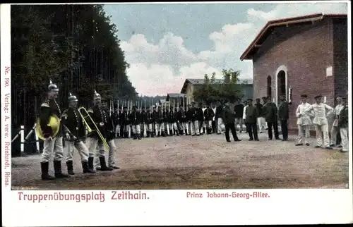 Ak Zeithain in Sachsen, Truppenübungsplatz, Prinz Johann Georg Allee