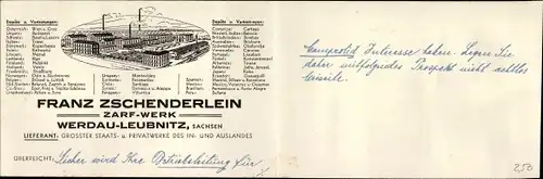 Klapp Ak Leubnitz Werdau in Sachsen, Franz Zschenderlein Zarf-Werk