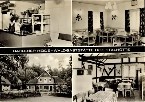 Ak Dahlen in Sachsen, Dahlener Heide, Waldgaststätte Hospitalhütte, Tresen