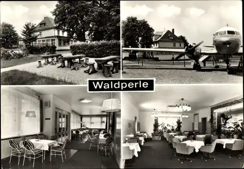 Ak Langenbernsdorf in Sachsen, Konsumgaststätte Waldperle, Flugzeug Il 14