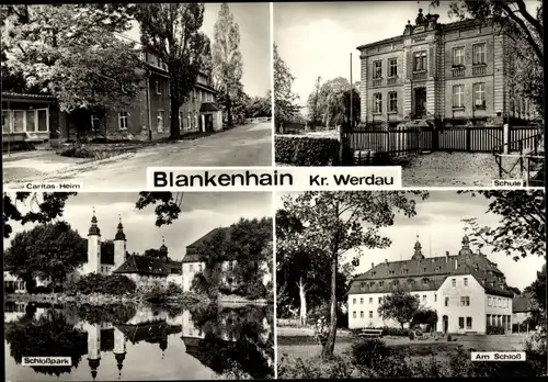 Ak Blankenhain Crimmitschau in Sachsen, Caritas Heim, Schule, Schloss, Schlosspark