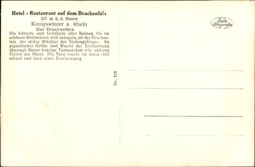 Ak Königswinter am Rhein, Drachenfels, Panorama