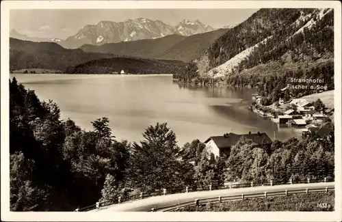 Ak Urfeld am Walchensee Kochel am See, Strandhotel Fischer am See