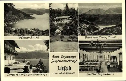 Ak Urfeld am Walchensee Kochel am See, Ernst Enzensperger Jugendherberge, Urfelder Bucht,