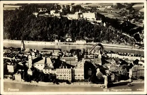 Ak Passau in Niederbayern, Fliegeraufnahme, Stadtpanorama