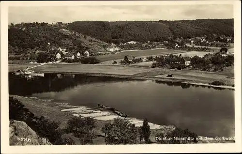 Ak Diesbar an der Elbe, Nieschütz, Golkwald, Gasthof zum Roß, Cafe Grundmann