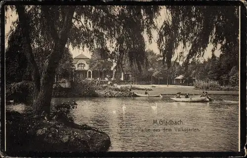 Ak Mönchengladbach, Partie im Volksgarten, Haus, Boote