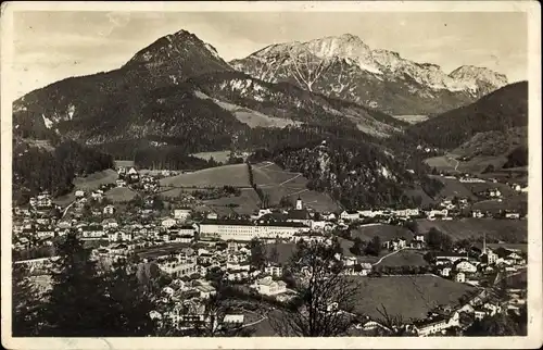 Ak Berchtesgaden in Oberbayern, Ortsansicht mit Untersberg