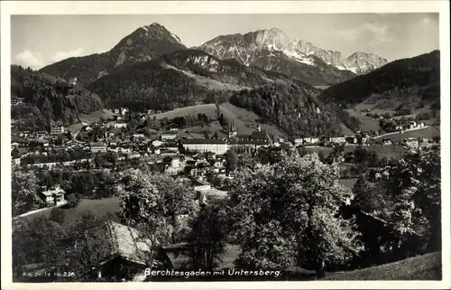 Ak Berchtesgaden in Oberbayern, Ortsansicht mit Untersberg