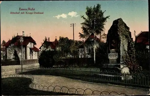 Ak Essen im Ruhrgebiet, Altenhof mit Krupp Denkmal
