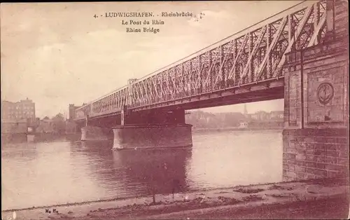 Ak Ludwigshafen am Rhein, Rheinbrücke