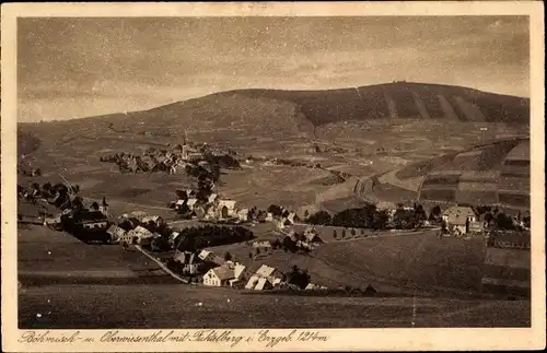 Ak Oberwiesenthal im Erzgebirge, Fichtelberg, Panorama vom Ort