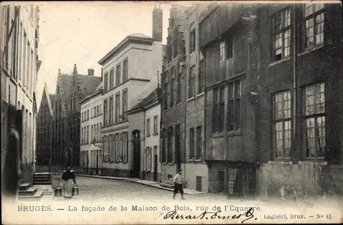 Ak Bruges Brügge Flandern Westflandern, La facade de la Maison de Bois, rue de l'Equerre