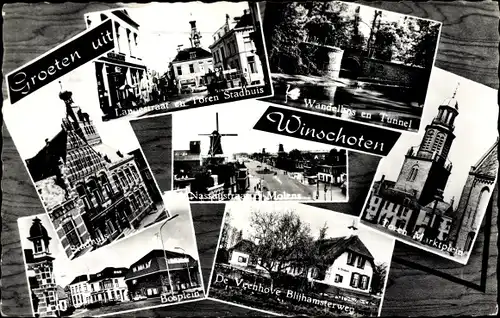 Ak Winschoten Groningen Niederlande, Marktplein, De Veenhove Blijhamsterweg, Stadhuis, Bosplein