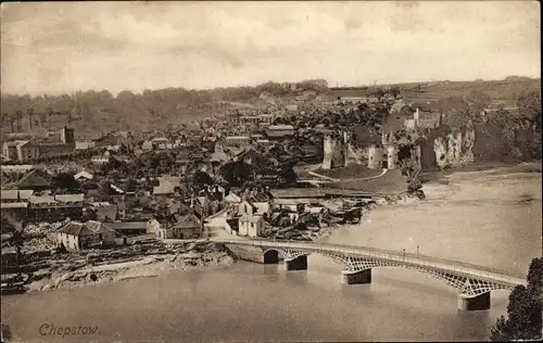 Ak Chepstow Wales, Blick aus der Vogelschau