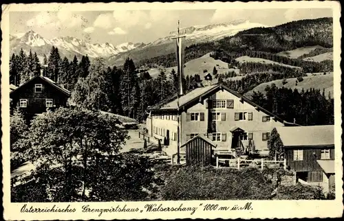 Ak Riezlern Mittelberg in Vorarlberg, Walserschanz, Österreichisches Grenzwirtshaus
