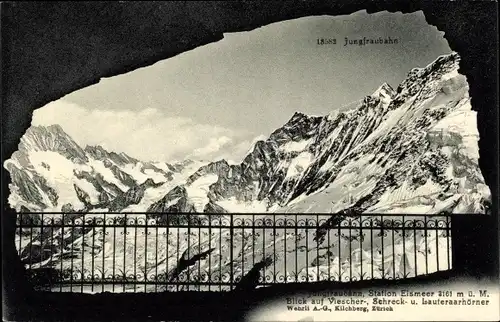 Ak Kanton Bern, Jungfraubahn, Station Eismeer, Viescher- Sehrock- und Lauteraarhörner