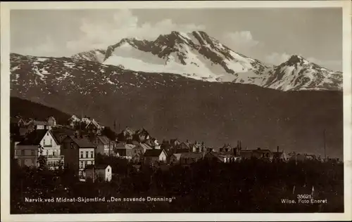 Ak Narvik Norwegen, Midnat Skjomtind Den sovande Dronning