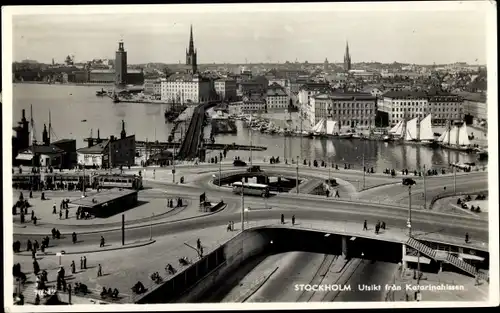 Ak Stockholm Schweden, Utsikt fran Katarinahissen