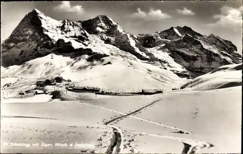 Ak Kanton Bern, Berner Oberland, Scheidegg, Eiger, Mönch, Jungfrau