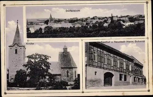Ak Welbsleben Arnstein im Südharz, Gesamtansicht, Kirche, Gasthof zur Neustadt Herm. Schmidt