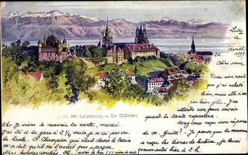 Litho Lausanne Kanton Waadt, Le Château