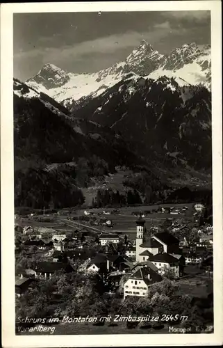 Ak Schruns Vorarlberg, Montafon, Zimbaspitze, Ort