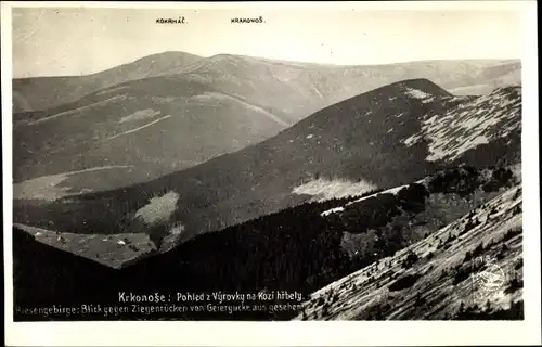 Ak Pec pod Sněžkou Petzer Riesengebirge Region Königgrätz, Výrovka Geiergucke, Ziegenrücken