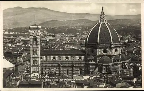 Ak Firenze Florenz Toscana, La Cattedrale, Vista dalla Torre del Palazzo Vecchio