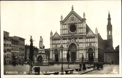 Ak Firenze Florenz Toscana, Chiesa di S. Croce, Statua di Dante
