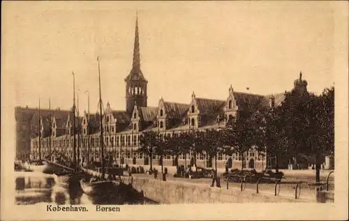 Ak København Kopenhagen Dänemark, Børsen, Schiffe