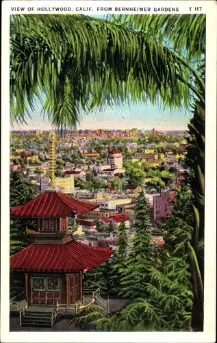 Ak Hollywood Los Angeles Kalifornien USA, View from Bernheimer Gardens