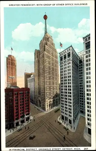 Ak Detroit Michigan USA, Greater Penobscot, with Group of other Office Buildings, Financial District