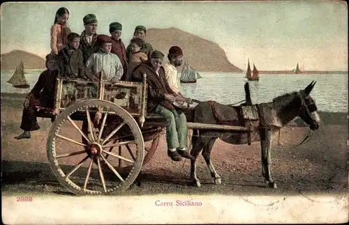 Ak Sizilien Sicilia Italien, Carro Siciliano