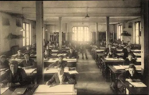 Ak Anvers Antwerpen Flandern, Vakschool voor Werktuigkunde Scheepsbouw, Teekenzaal