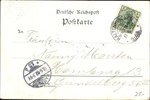 Litho Kaltenkirchen in Holstein, Gastwirtschaft, Gasthof, Gasthaus, Bahnhofsrestaunt, Windmühle