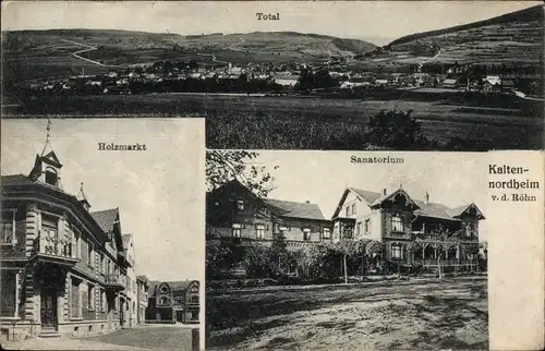 Ak Kaltennordheim in der Rhön, Panorama, Holzmarkt, Sanatorium