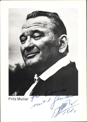 Ak Schauspieler Fritz Muliar, Portrait, Autogramm