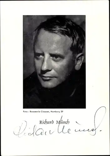 Ak Schauspieler Richard Münch, Portrait, Autogramm