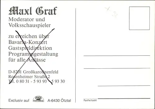 Ak Schauspieler und Sänger Maxl Graf, Autogramm