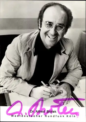Ak Jurist und Fernsehmoderator Alfred Biolek, Autogramm