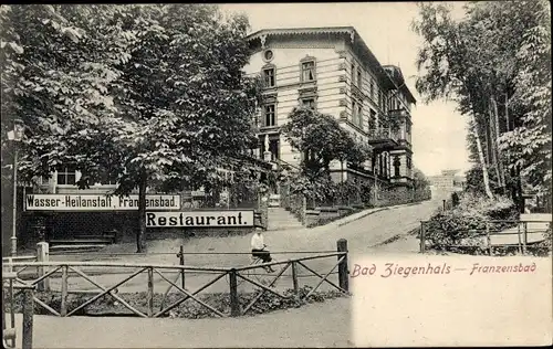 Ak Głuchołazy Zdrój Bad Ziegenhals Schlesien, Wasserheilanstalt Franzensbad, Restaurant