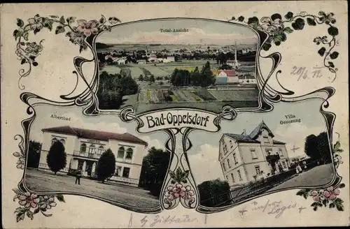 Ak Opolno Zdrój Bad Oppelsdorf Bogatynia Reichenau Schlesien, Albertbad, Villa Genesung